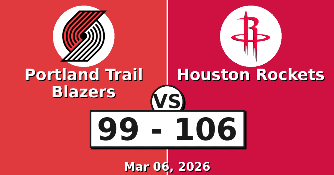Portland Trail Blazers vs Houston Rockets Match Player Stats
