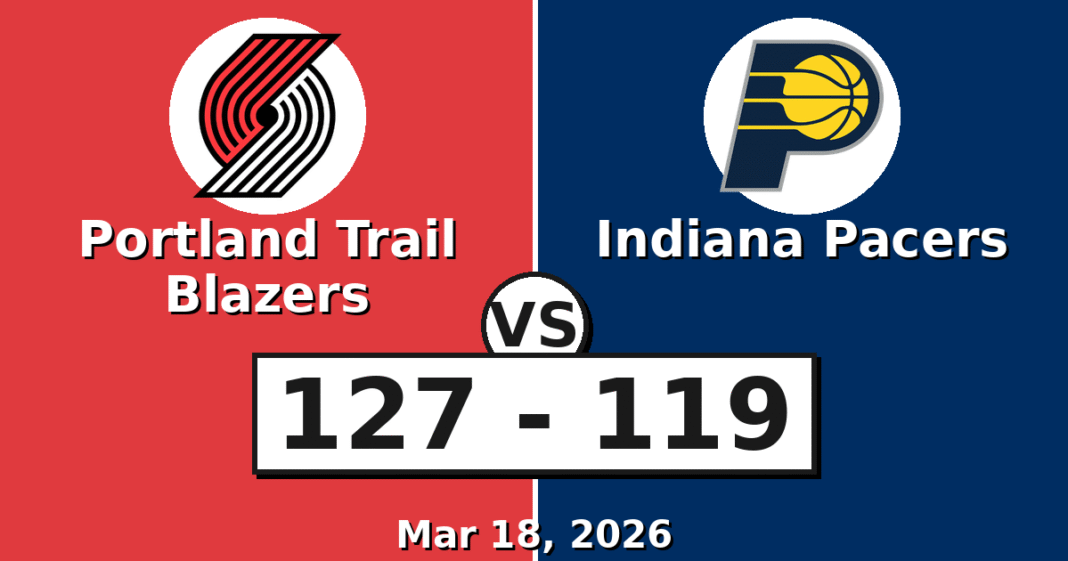 Portland Trail Blazers vs Indiana Pacers Match Player Stats (Mar 18, 2026)