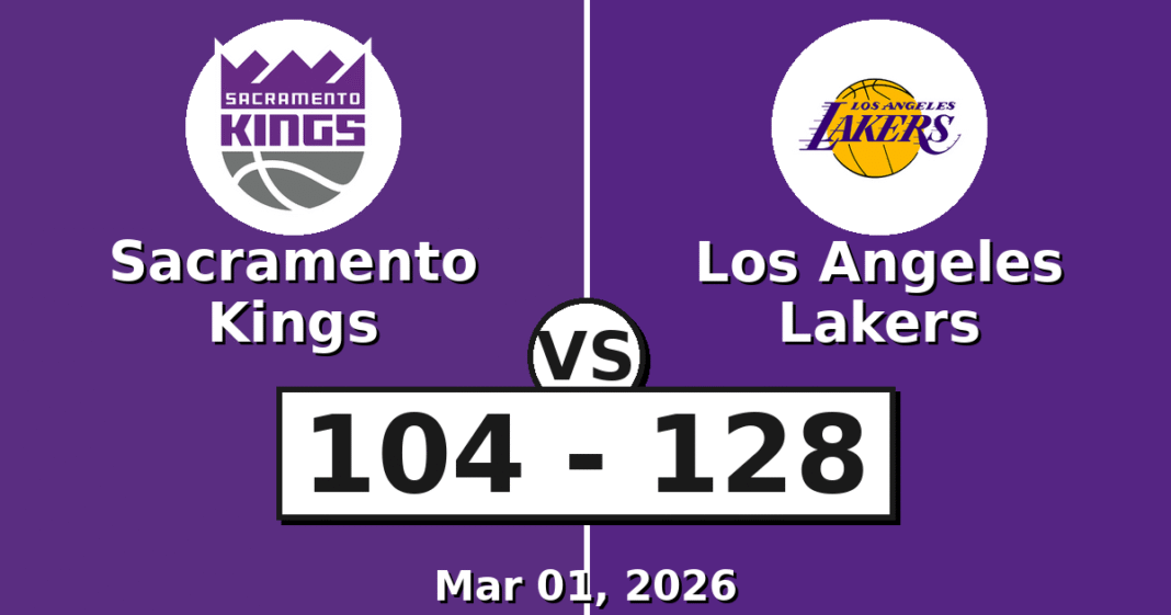 Sacramento Kings vs Los Angeles Lakers Match Player Stats (Mar 01, 2026)