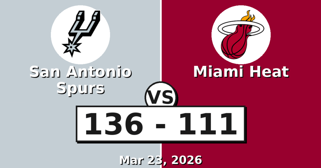 San Antonio Spurs vs Miami Heat Match Player Stats