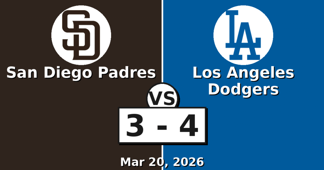 San Diego Padres vs Los Angeles Dodgers Match Player Stats (Mar 20, 2026)
