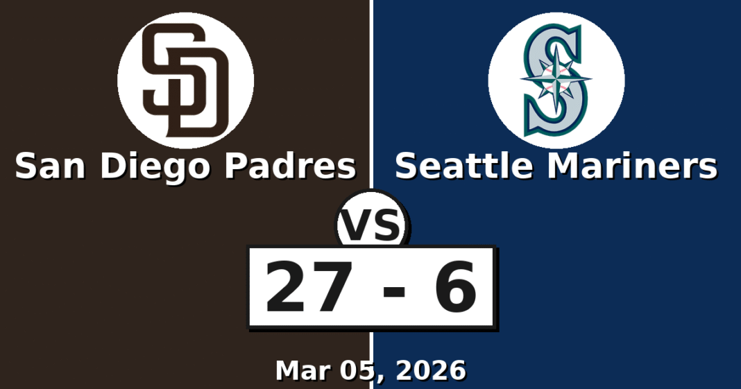 San Diego Padres vs Seattle Mariners Match Player Stats