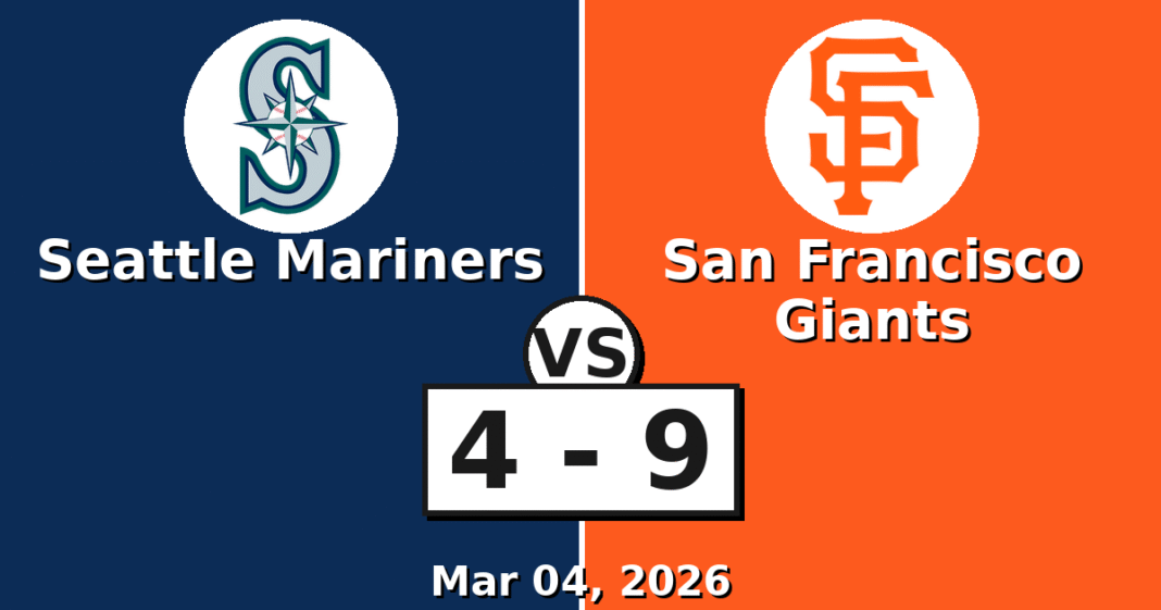 Seattle Mariners vs San Francisco Giants Match Player Stats