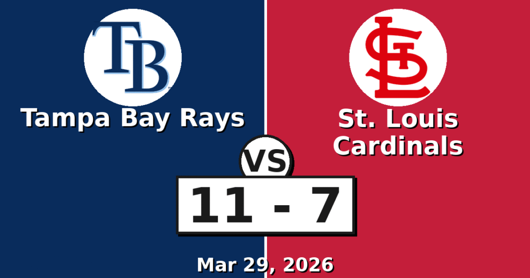 Tampa Bay Rays vs St. Louis Cardinals Match Player Stats (Mar 29, 2026)