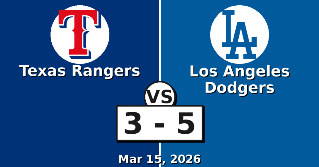 Texas Rangers vs Los Angeles Dodgers Match Player Stats (Mar 15, 2026)