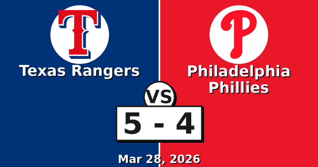 Texas Rangers vs Philadelphia Phillies Match Player Stats