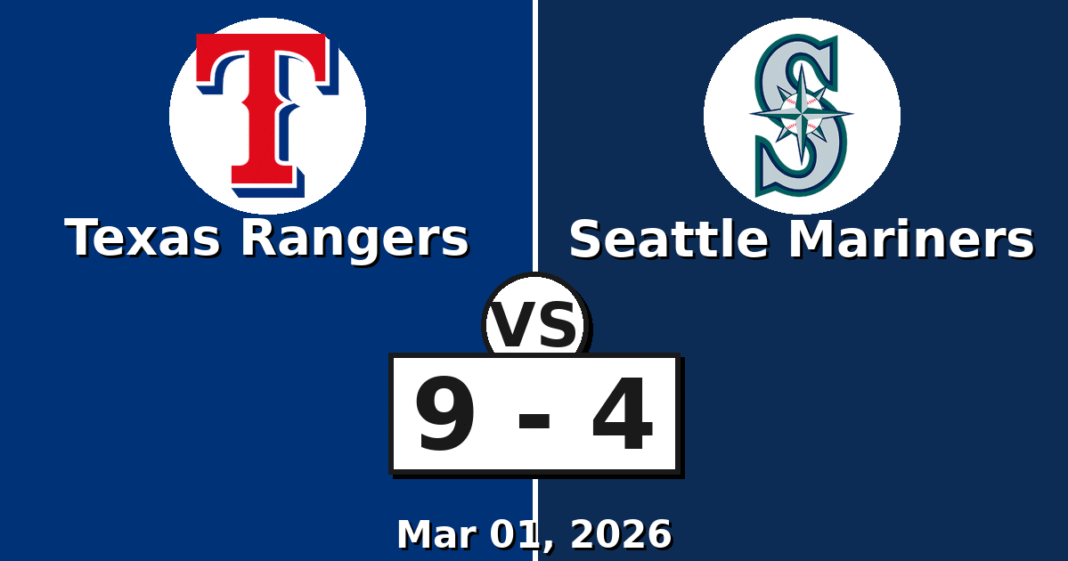 Texas Rangers vs Seattle Mariners Match Player Stats