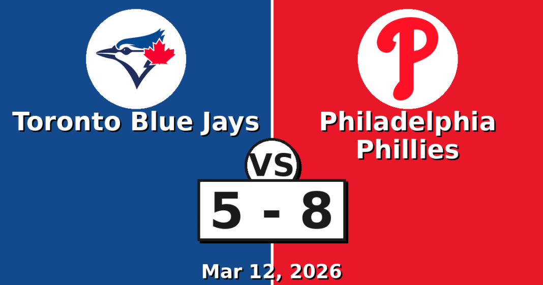 Toronto Blue Jays vs Philadelphia Phillies Match Player Stats (Mar 12, 2026)