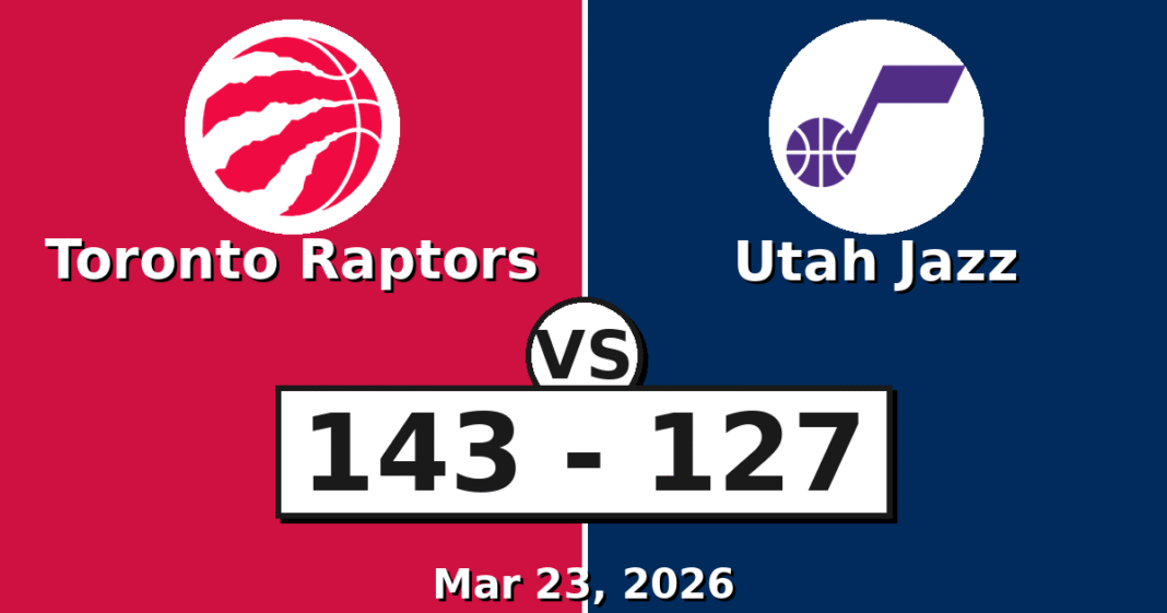 Toronto Raptors vs Utah Jazz Match Player Stats