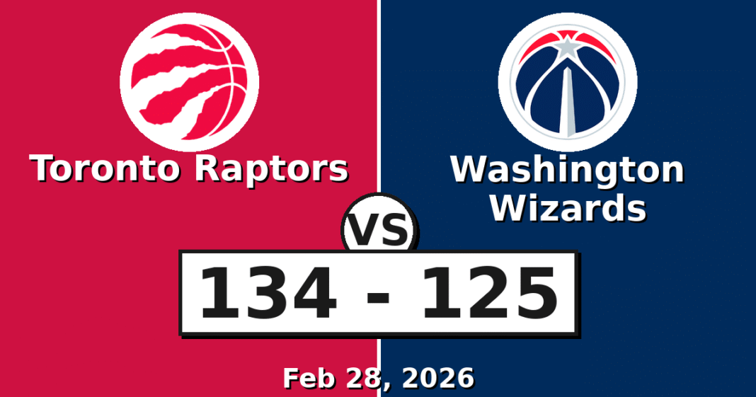 Toronto Raptors vs Washington Wizards Match Player Stats (Feb 28, 2026)