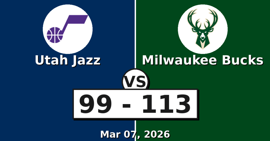 Utah Jazz vs Milwaukee Bucks Match Player Stats