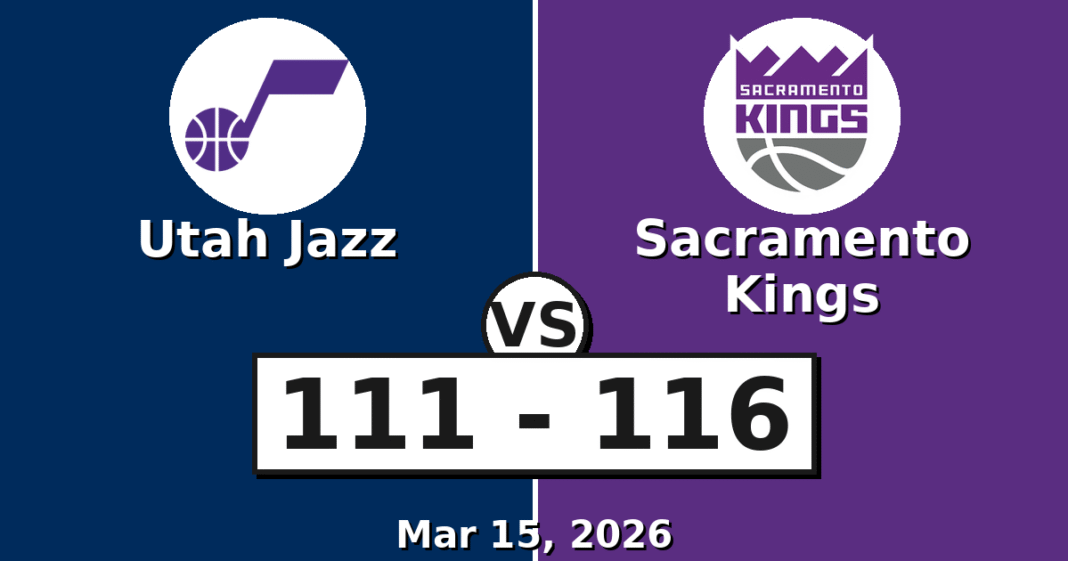 Utah Jazz vs Sacramento Kings Match Player Stats (Mar 15, 2026)
