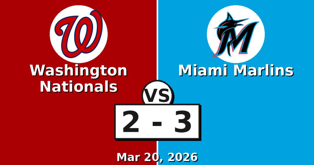 Washington Nationals vs Miami Marlins Match Player Stats (Mar 20, 2026)