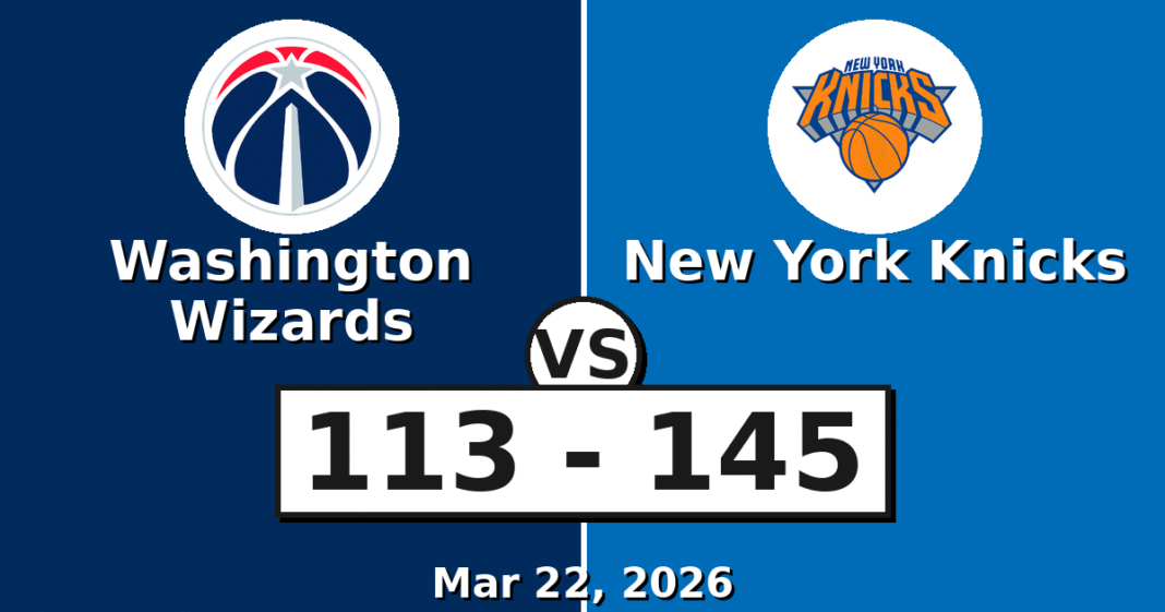 Washington Wizards vs New York Knicks Match Player Stats