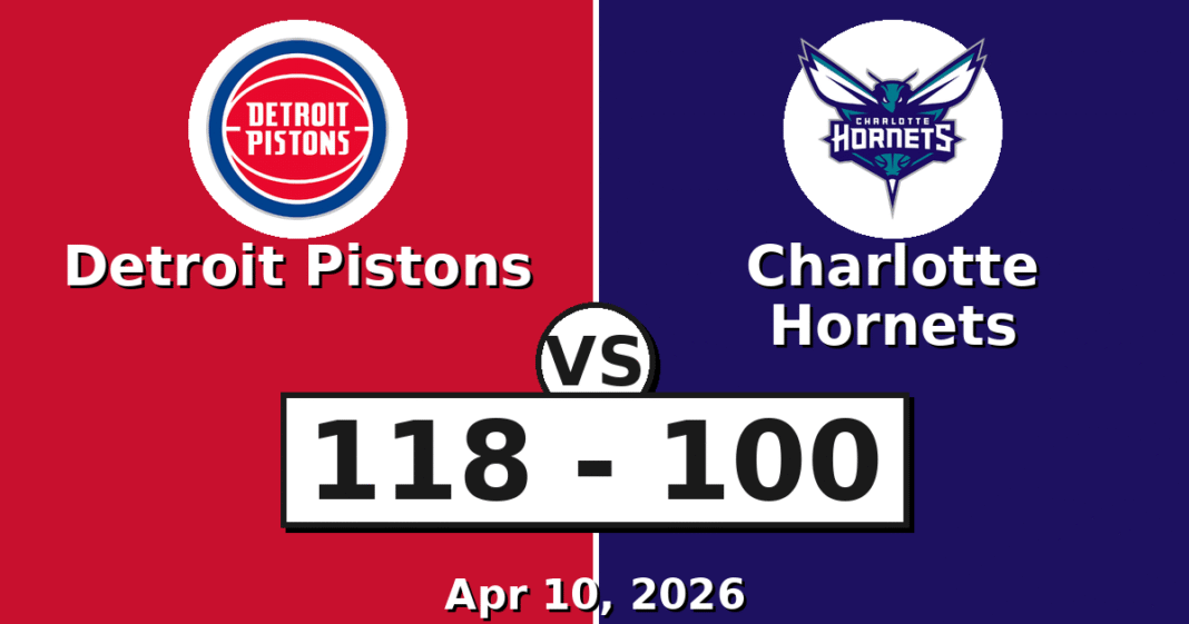 Detroit Pistons vs Charlotte Hornets Match Player Stats (Apr 10, 2026)