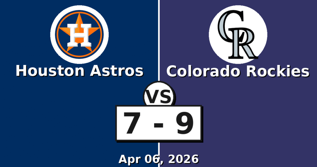Houston Astros vs Colorado Rockies Match Player Stats (Apr 06, 2026)