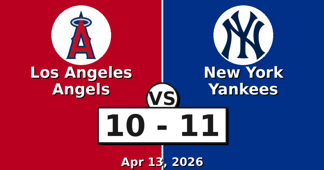 Los Angeles Angels vs New York Yankees Match Player Stats