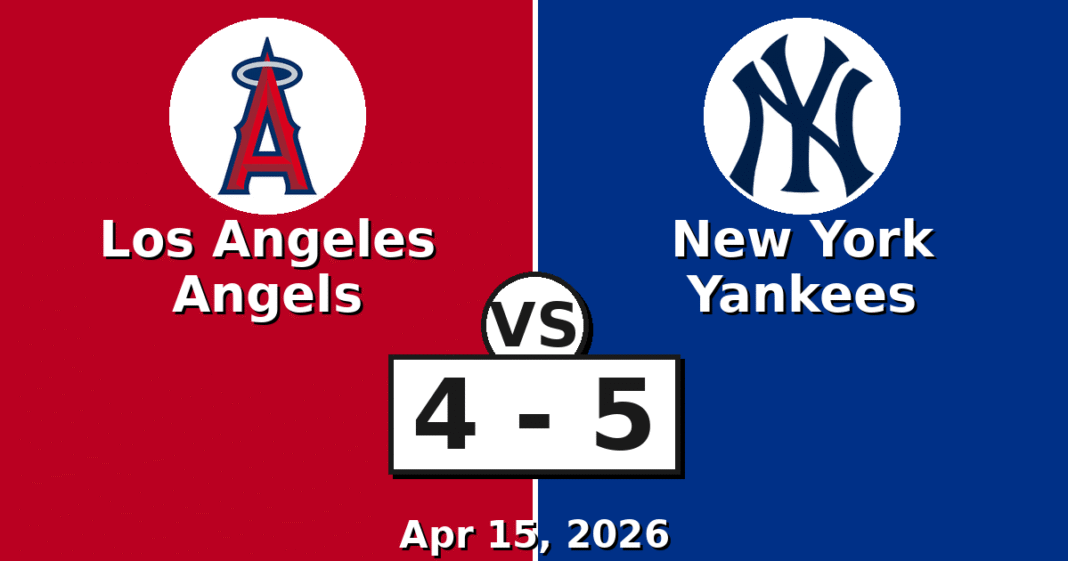Los Angeles Angels vs New York Yankees Match Player Stats (Apr 15, 2026)