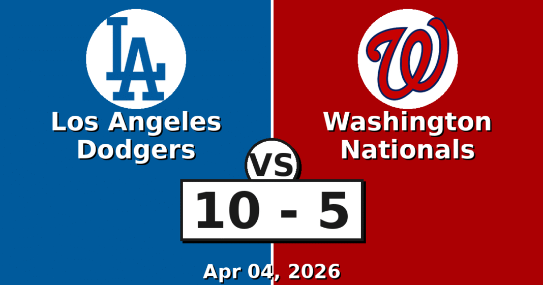 Los Angeles Dodgers vs Washington Nationals Match Player Stats (Apr 04, 2026)