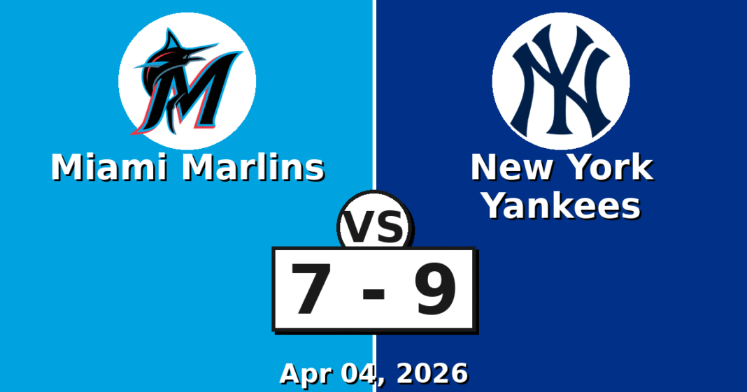 Miami Marlins vs New York Yankees Match Player Stats (Apr 04, 2026)