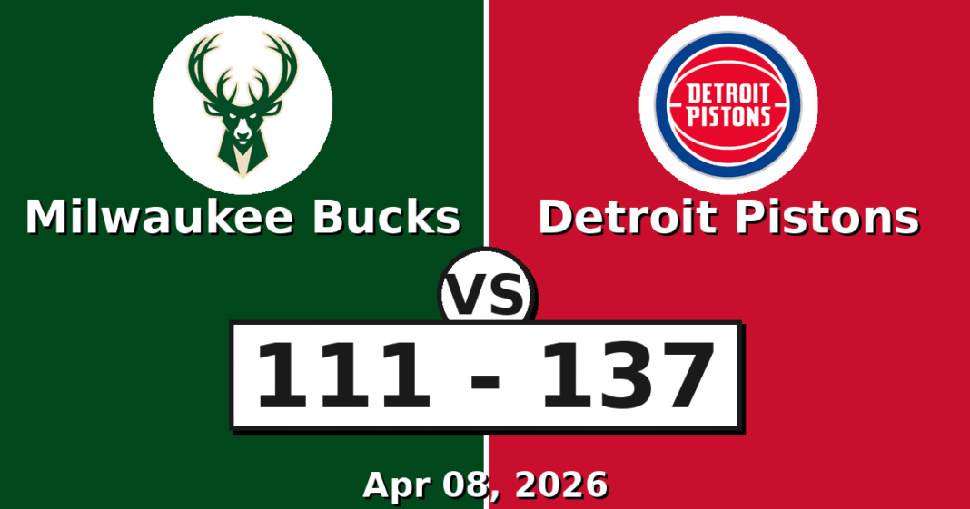 Milwaukee Bucks vs Detroit Pistons Match Player Stats (Apr 08, 2026)