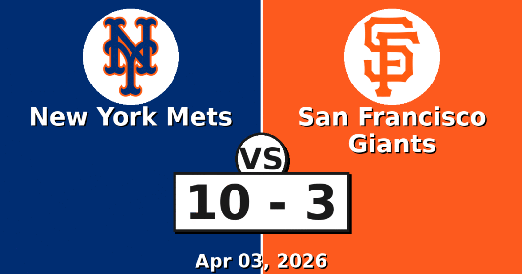 New York Mets vs San Francisco Giants Match Player Stats (Apr 03, 2026)