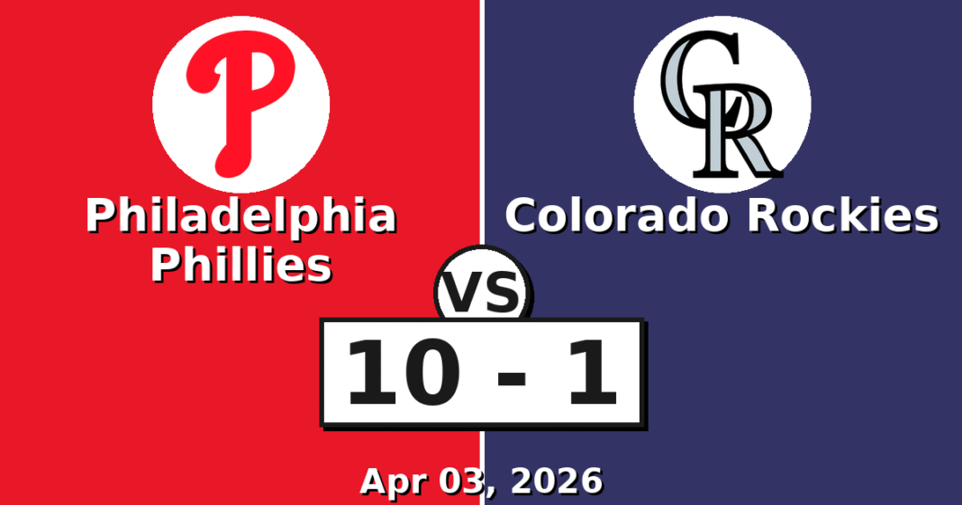 Philadelphia Phillies vs Colorado Rockies Match Player Stats (Apr 03, 2026)