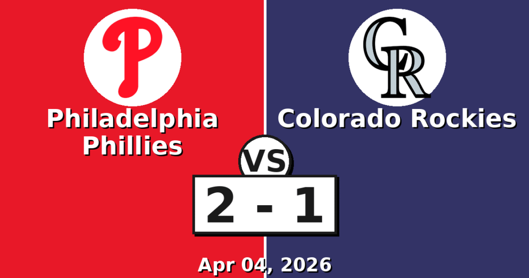 Philadelphia Phillies vs Colorado Rockies Match Player Stats (Apr 04, 2026)