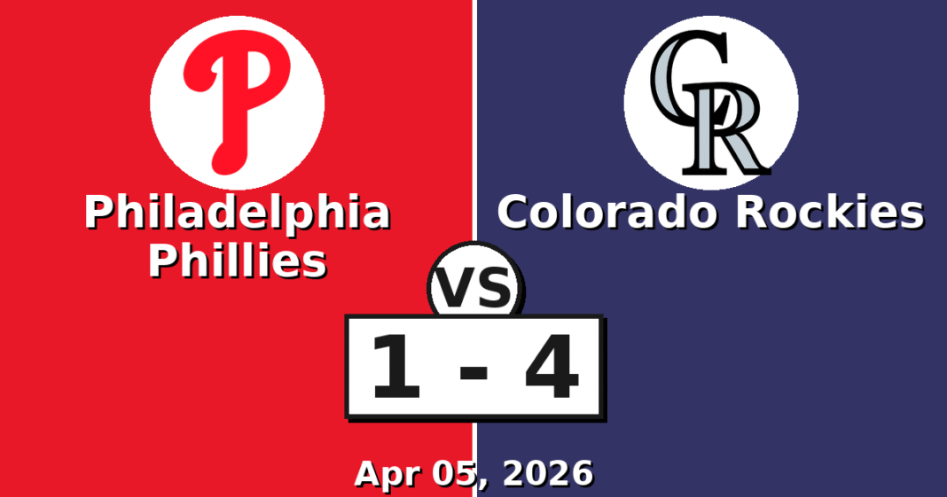 Philadelphia Phillies vs Colorado Rockies Match Player Stats (Apr 05, 2026)