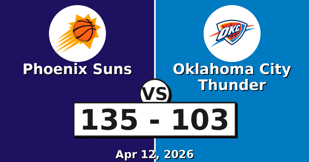 Phoenix Suns vs Oklahoma City Thunder Match Player Stats (Apr 12, 2026)