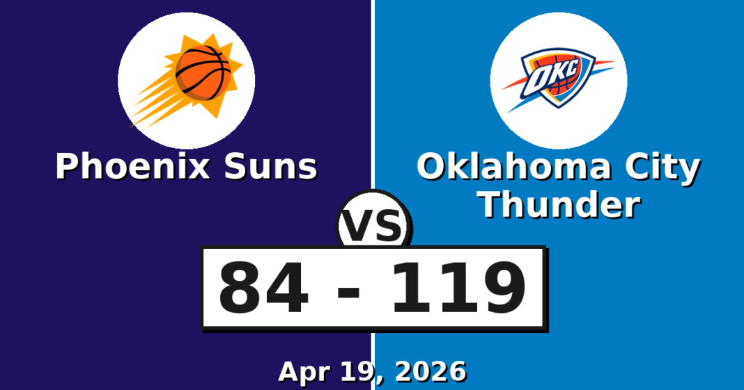 Phoenix Suns vs Oklahoma City Thunder Match Player Stats
