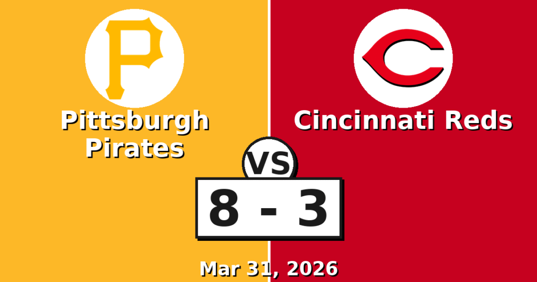 Pittsburgh Pirates vs Cincinnati Reds Match Player Stats (Mar 31, 2026)