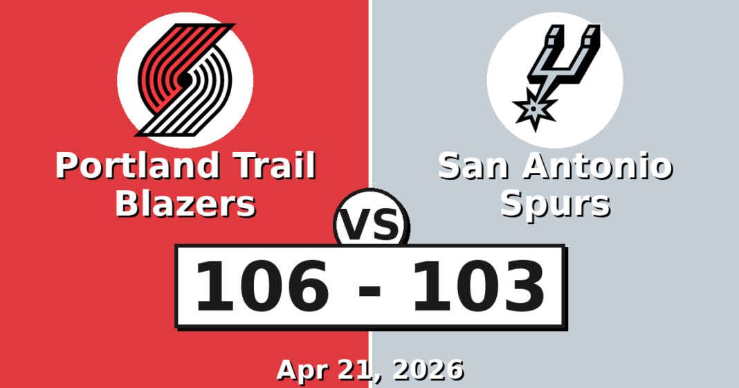 Portland Trail Blazers vs San Antonio Spurs Match Player Stats
