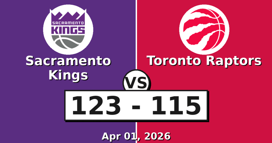 Sacramento Kings vs Toronto Raptors Match Player Stats (Apr 01, 2026)