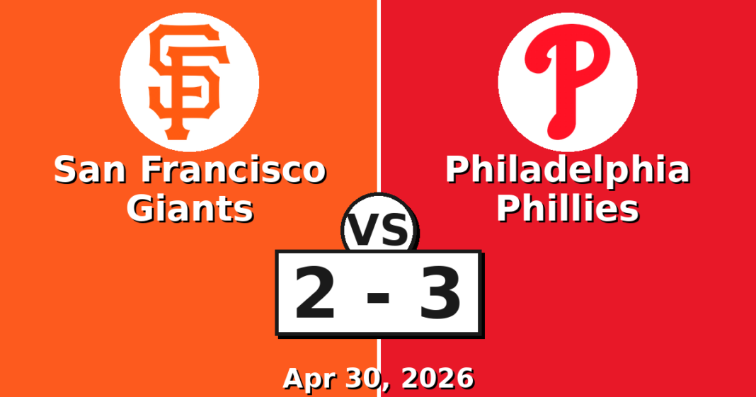 San Francisco Giants vs Philadelphia Phillies Match Player Stats