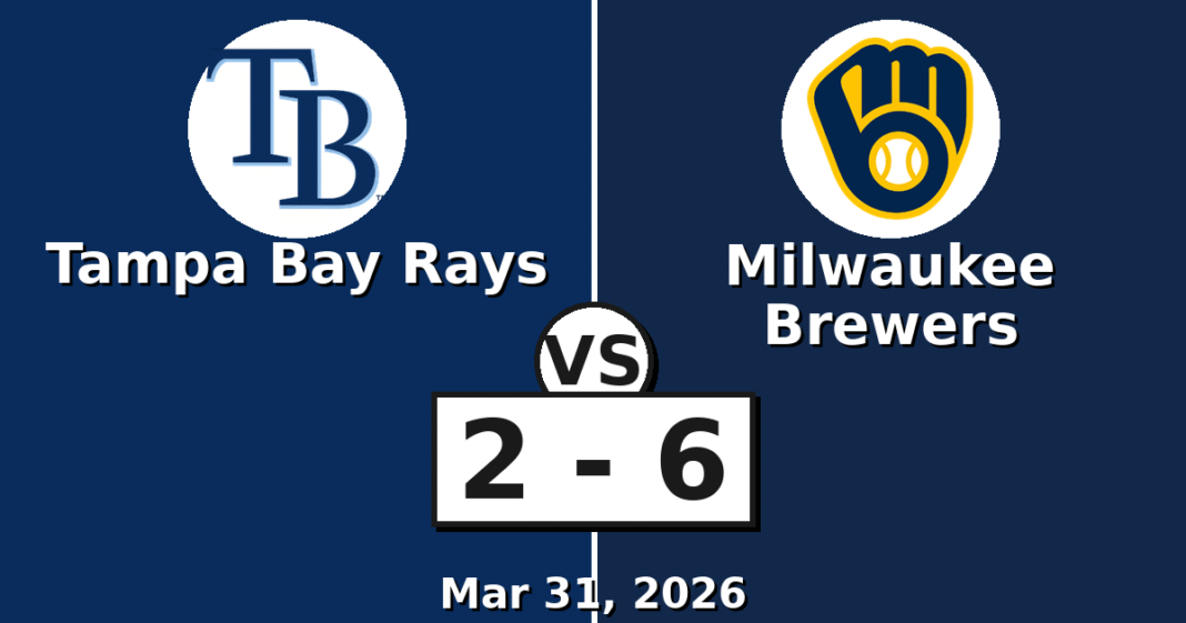 Tampa Bay Rays vs Milwaukee Brewers Match Player Stats (Mar 31, 2026)