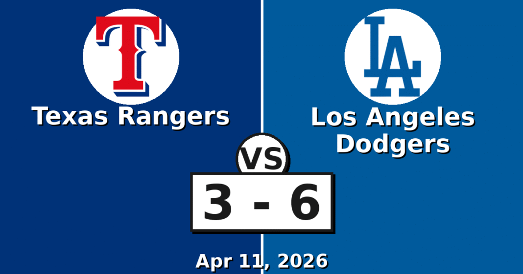 Texas Rangers vs Los Angeles Dodgers Match Player Stats (Apr 11, 2026)