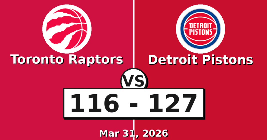 Toronto Raptors vs Detroit Pistons Match Player Stats