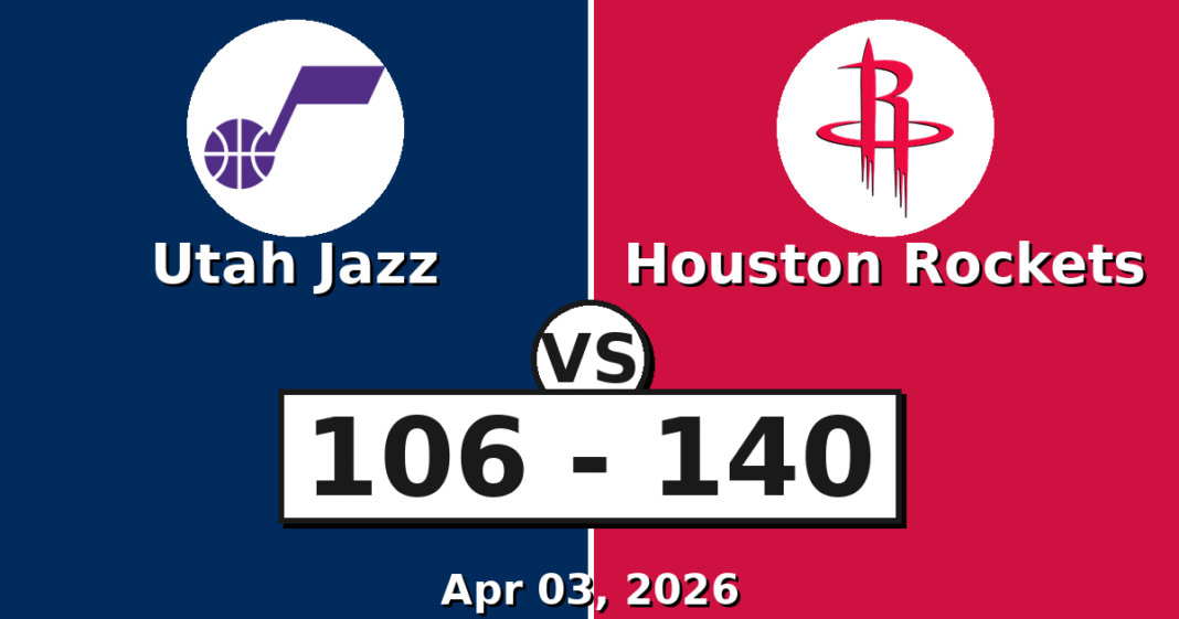Utah Jazz vs Houston Rockets Match Player Stats (Apr 03, 2026)