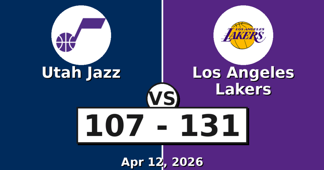 Utah Jazz vs Los Angeles Lakers Match Player Stats (Apr 12, 2026)
