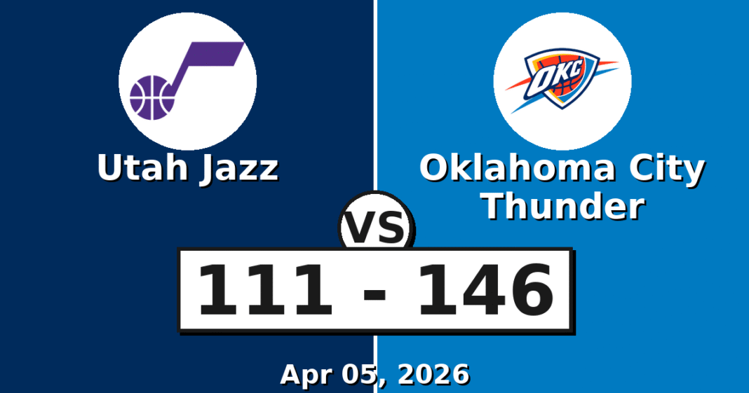 Utah Jazz vs Oklahoma City Thunder Match Player Stats
