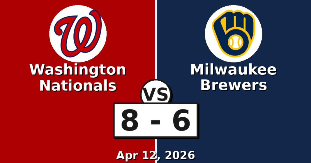 Washington Nationals vs Milwaukee Brewers Match Player Stats (Apr 12, 2026)
