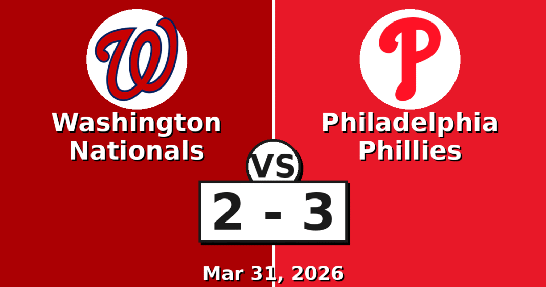 Washington Nationals vs Philadelphia Phillies Match Player Stats (Mar 31, 2026)