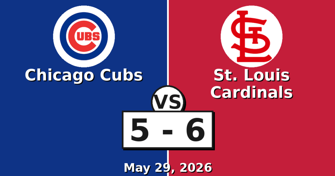 Chicago Cubs vs St. Louis Cardinals Match Player Stats (May 29, 2026) Chicago Cubs vs St. Louis Cardinals Match Player Stats