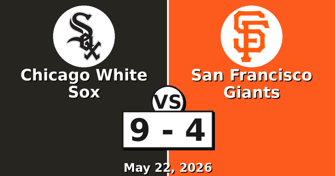 Chicago White Sox vs San Francisco Giants Match Player Stats (May 22, 2026) Chicago White Sox vs San Francisco Giants Match Player Stats