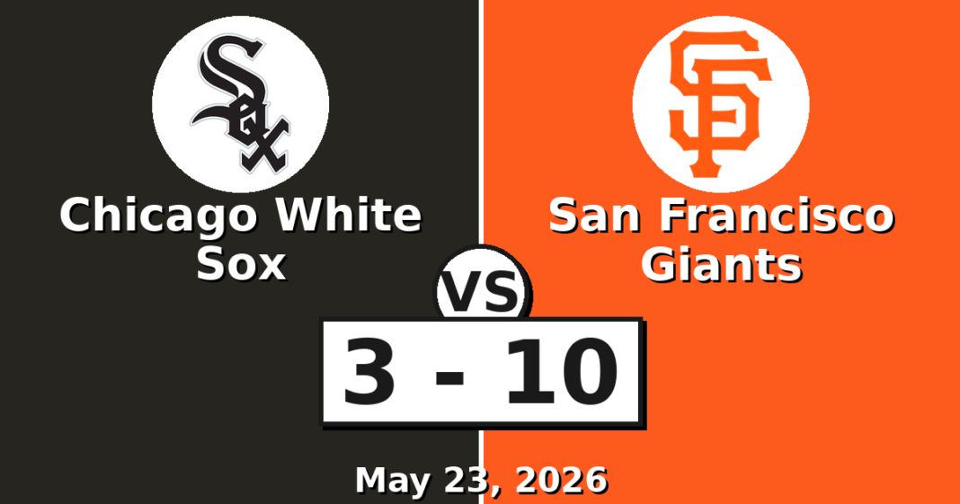 Chicago White Sox vs San Francisco Giants Match Player Stats (May 23, 2026) Chicago White Sox vs San Francisco Giants Match Player Stats