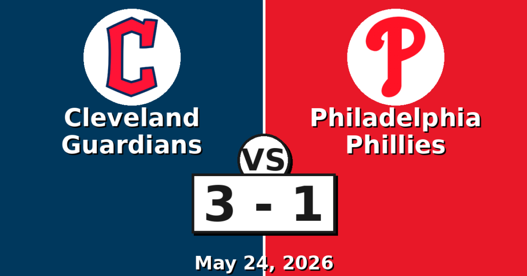 Cleveland Guardians vs Philadelphia Phillies Match Player Stats (May 24, 2026) Cleveland Guardians vs Philadelphia Phillies Match Player Stats