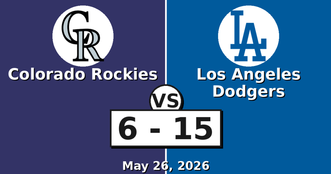 Colorado Rockies vs Los Angeles Dodgers Match Player Stats (May 26, 2026) Colorado Rockies vs Los Angeles Dodgers Match Player Stats