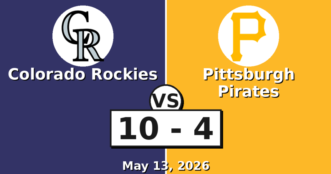 Colorado Rockies vs Pittsburgh Pirates Match Player Stats (May 13, 2026) Colorado Rockies vs Pittsburgh Pirates Match Player Stats