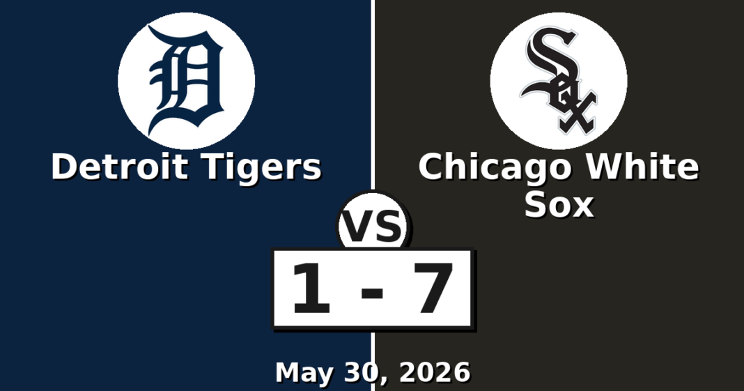 Detroit Tigers vs Chicago White Sox Match Player Stats (May 30, 2026) Detroit Tigers vs Chicago White Sox Match Player Stats